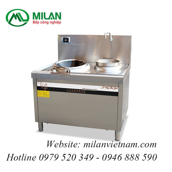 Bếp từ công nghiệp chảo lõm và bếp hầm có vòi rửa HZD-15KW-LCH